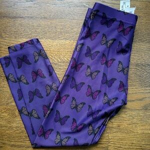 Terez butterfly 🦋 leggings, purple with light blue polka dots NWT size 5